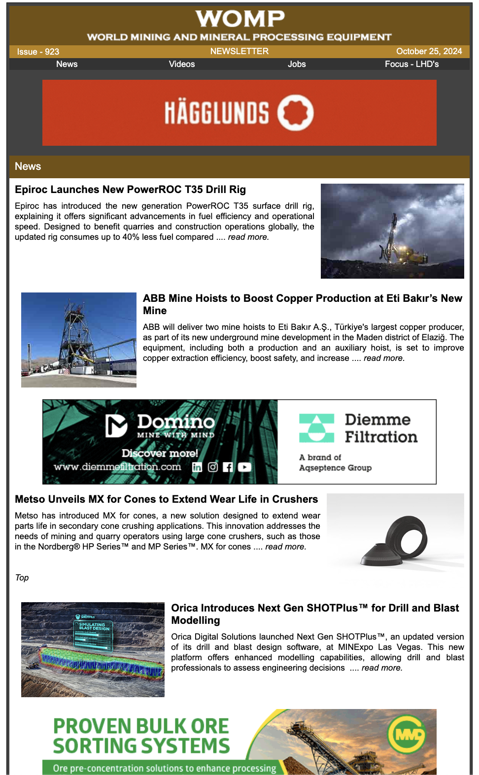 Newsletter Cover - Current World Mining Equipment Edition